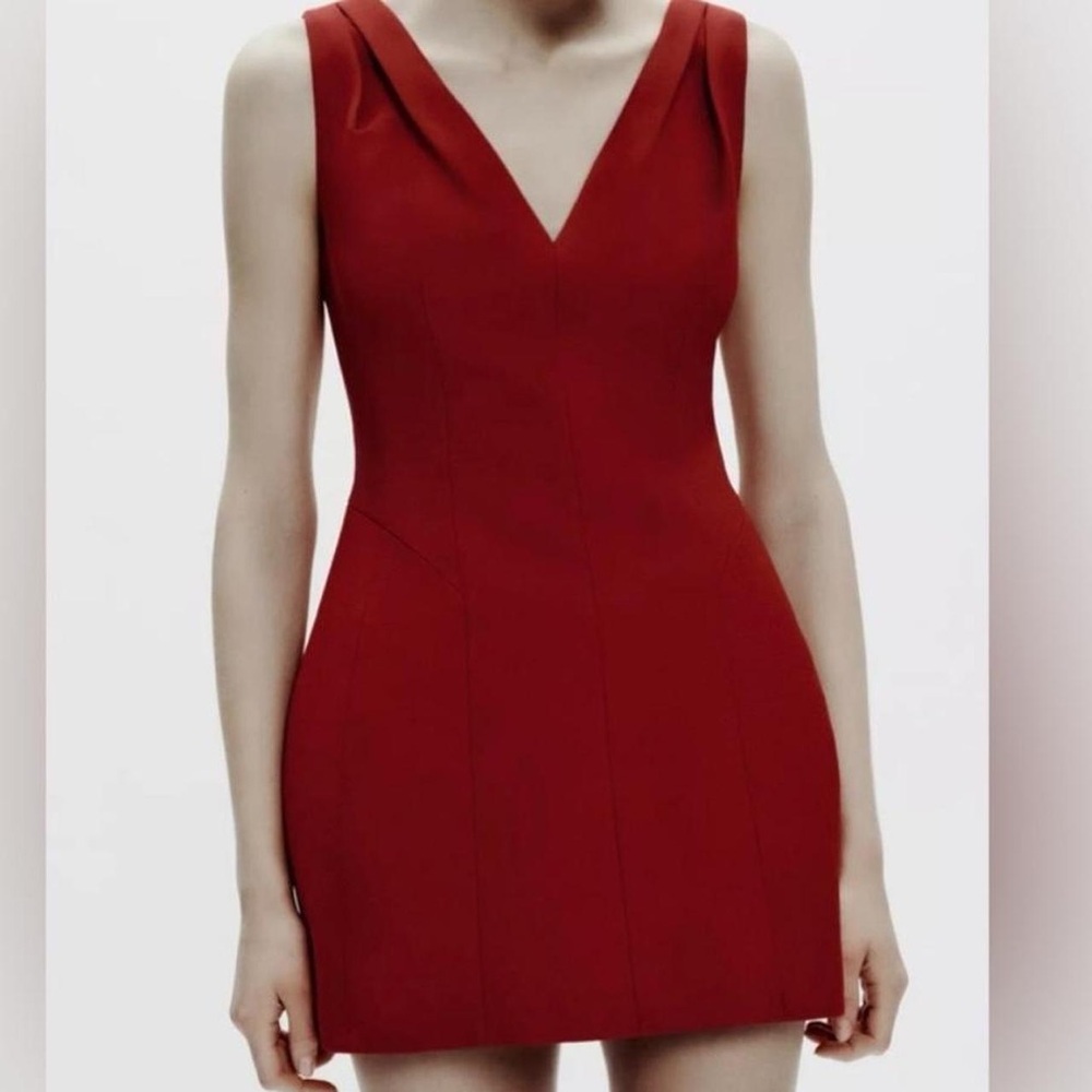 Zara Women Red Sleeveless Dress